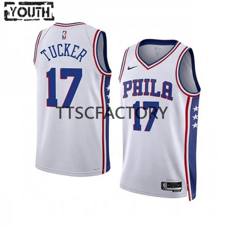 Maglia NBA Philadelphia 76ers P.J. Tucker 17 Nike 2022-23 Association Edition Bianco Swingman - Bambino